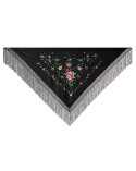 Machine embroidered triangular shape Manila shawl
