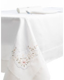 Machine embroidered tablecloth
