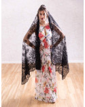Hand embroidered small Spanish mantilla