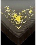 Machine embroidered triangular shape Manila shawl