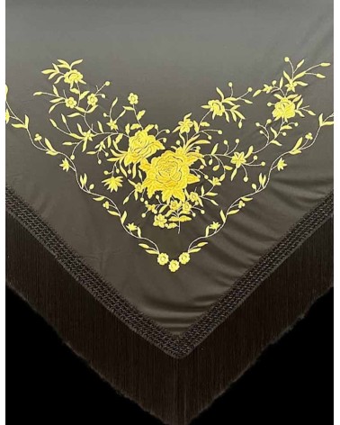 Machine embroidered triangular shape Manila shawl